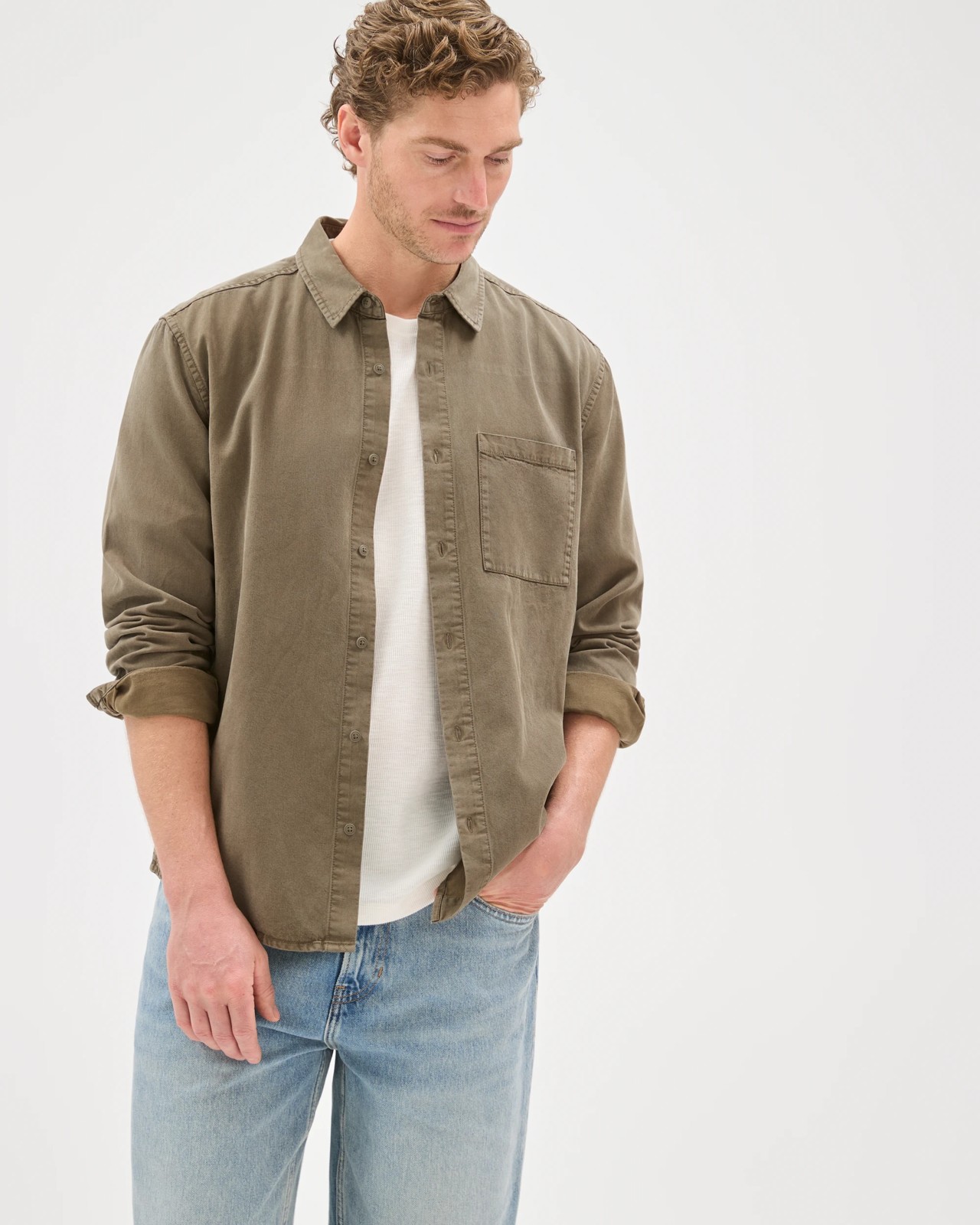 Long Sleeve Washed Shirt - Grape Leaf 6 of 6
