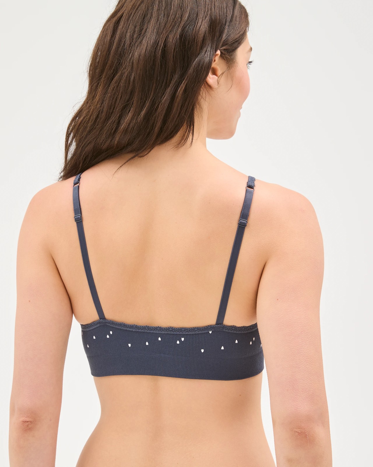 Lily Loves Rib and Lace Seamfree Crop Top - Blue Heart Print 3 of 3