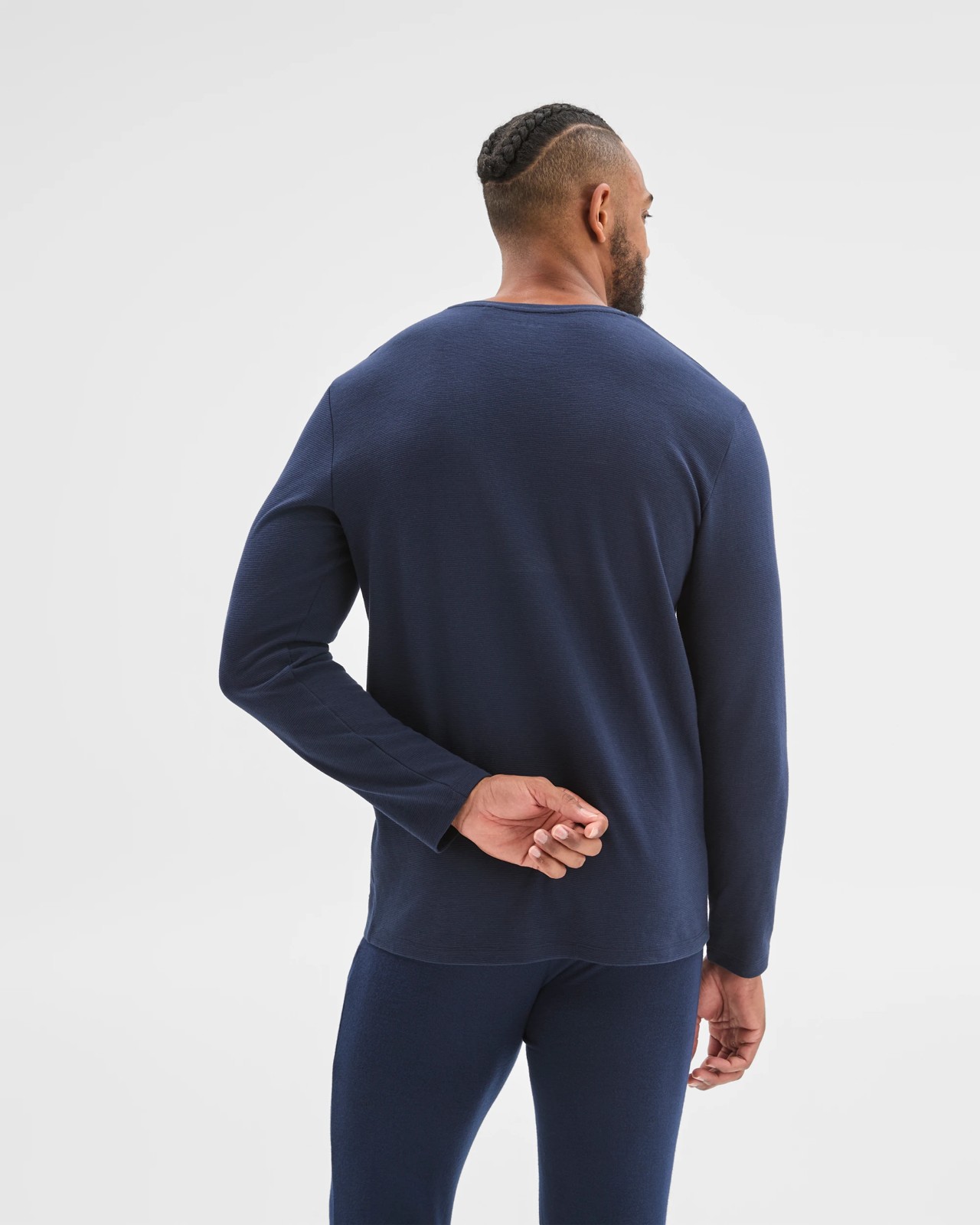 Maxx Australian Cotton Blend Ottoman Long Sleeve Sleep T-Shirt - Navy 2 of 5