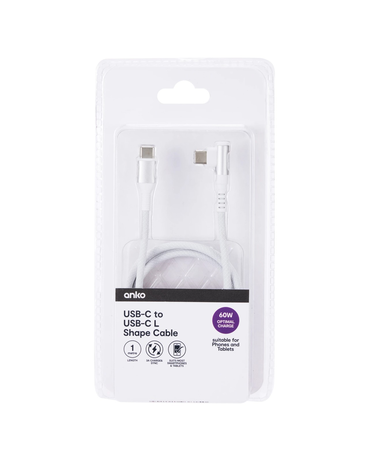 Anko 1m USB C-USB C L Shape Cable 4 of 4