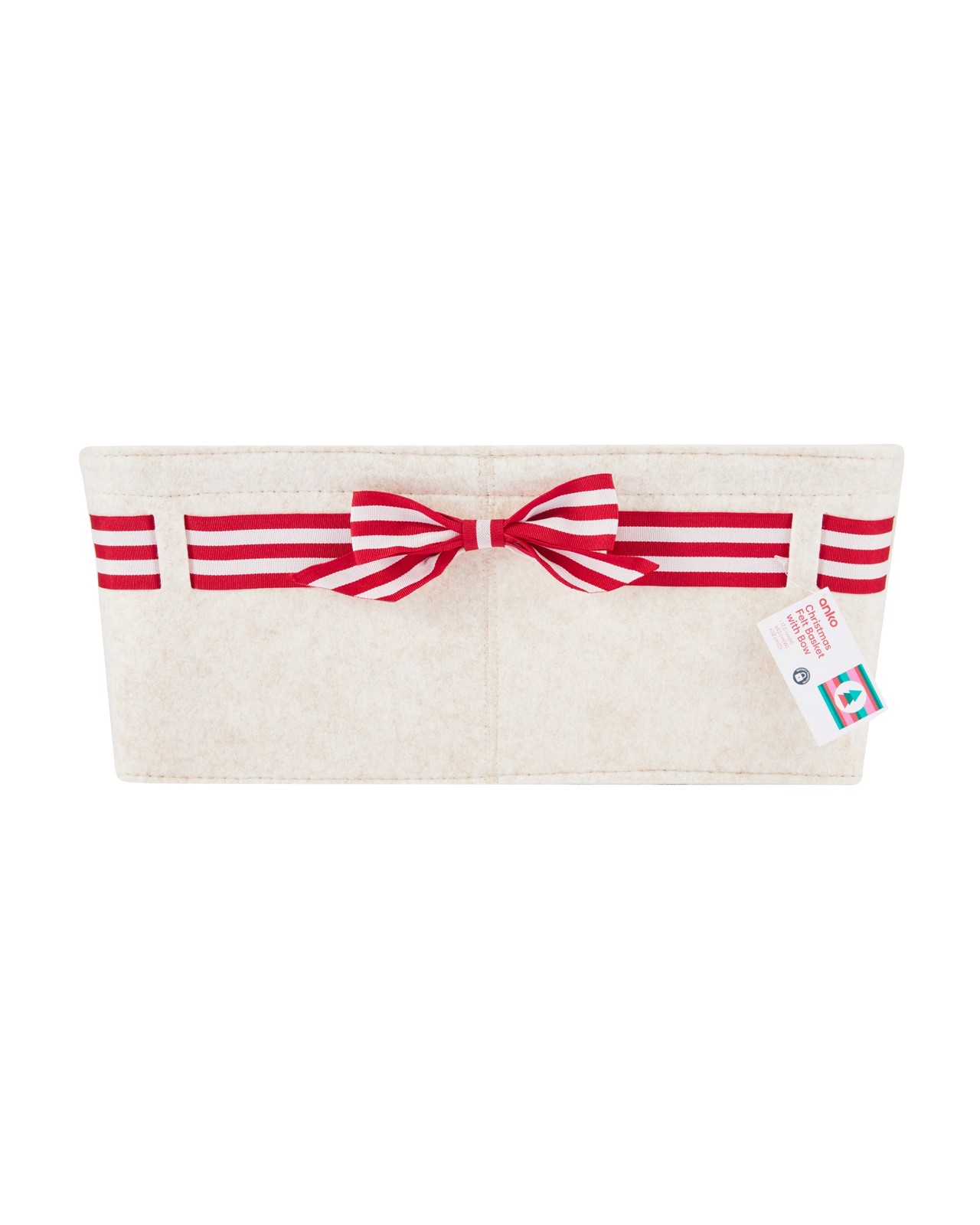 Anko Christmas Felt Basket with Bow - Beige 5 of 5