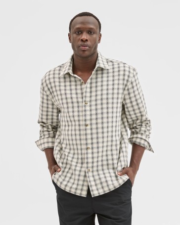 Commons Australian Cotton Boxy Fit Long Sleeve Textured Shirt