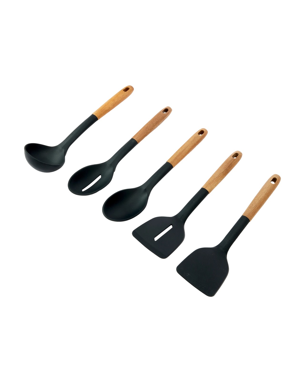 Anko Set of 5 Silicone Utensils with Acacia Handles 2 of 6