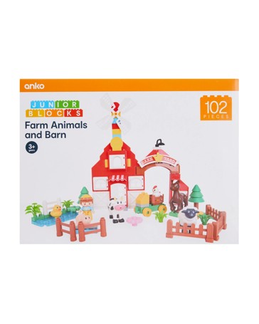 102 Piece Junior Blocks: Farm Animals and Barn