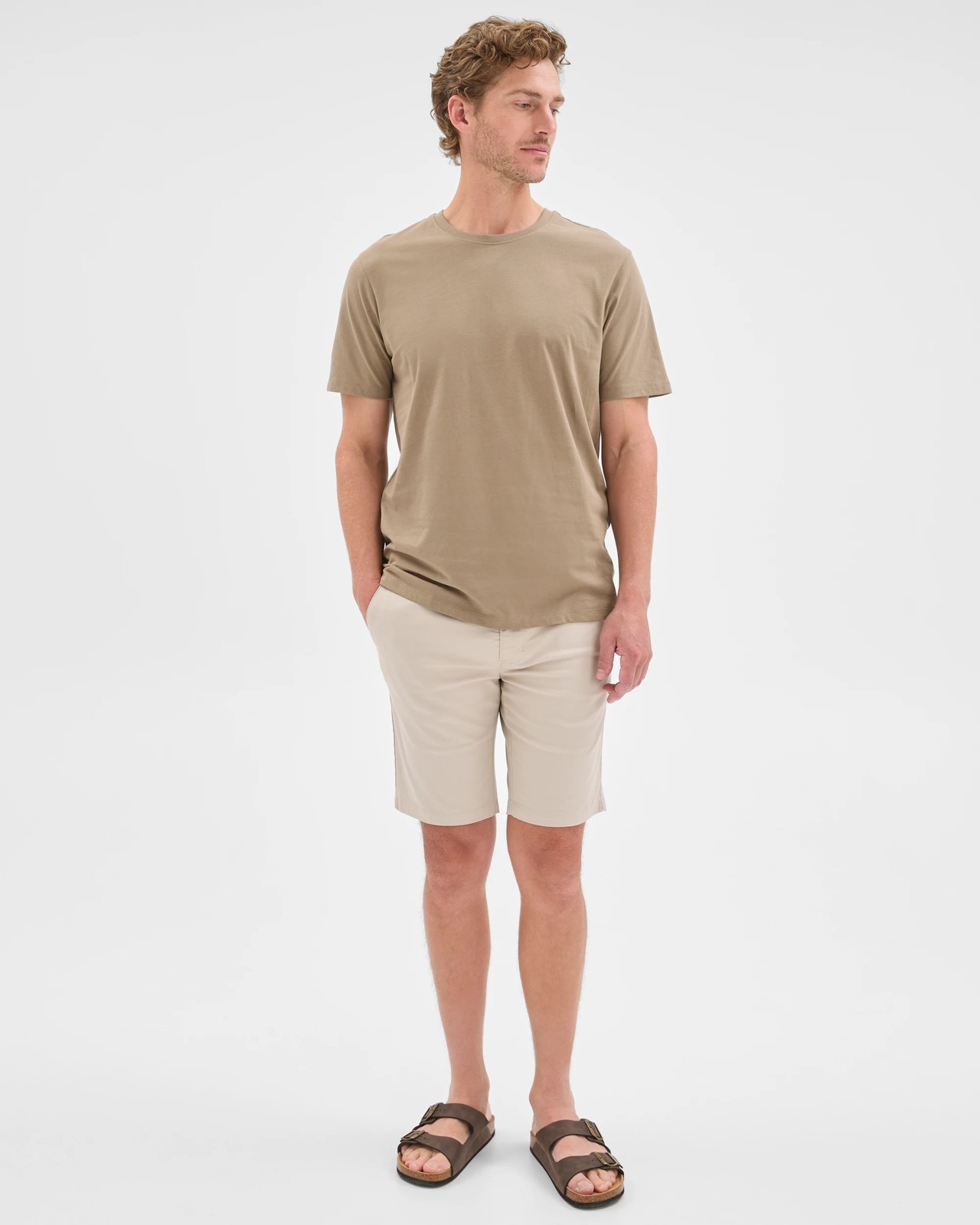 Australian Cotton Slim Chino Shorts - Light Stone 2 of 5