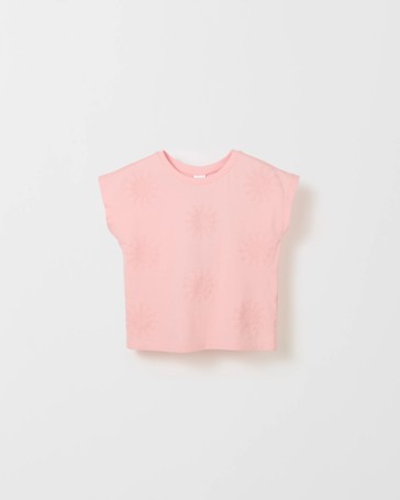 Australian Cotton Younger Girls Knit Broderie T-shirt