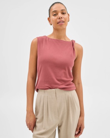 Australian Cotton Twist Detail Tank Top - Preview