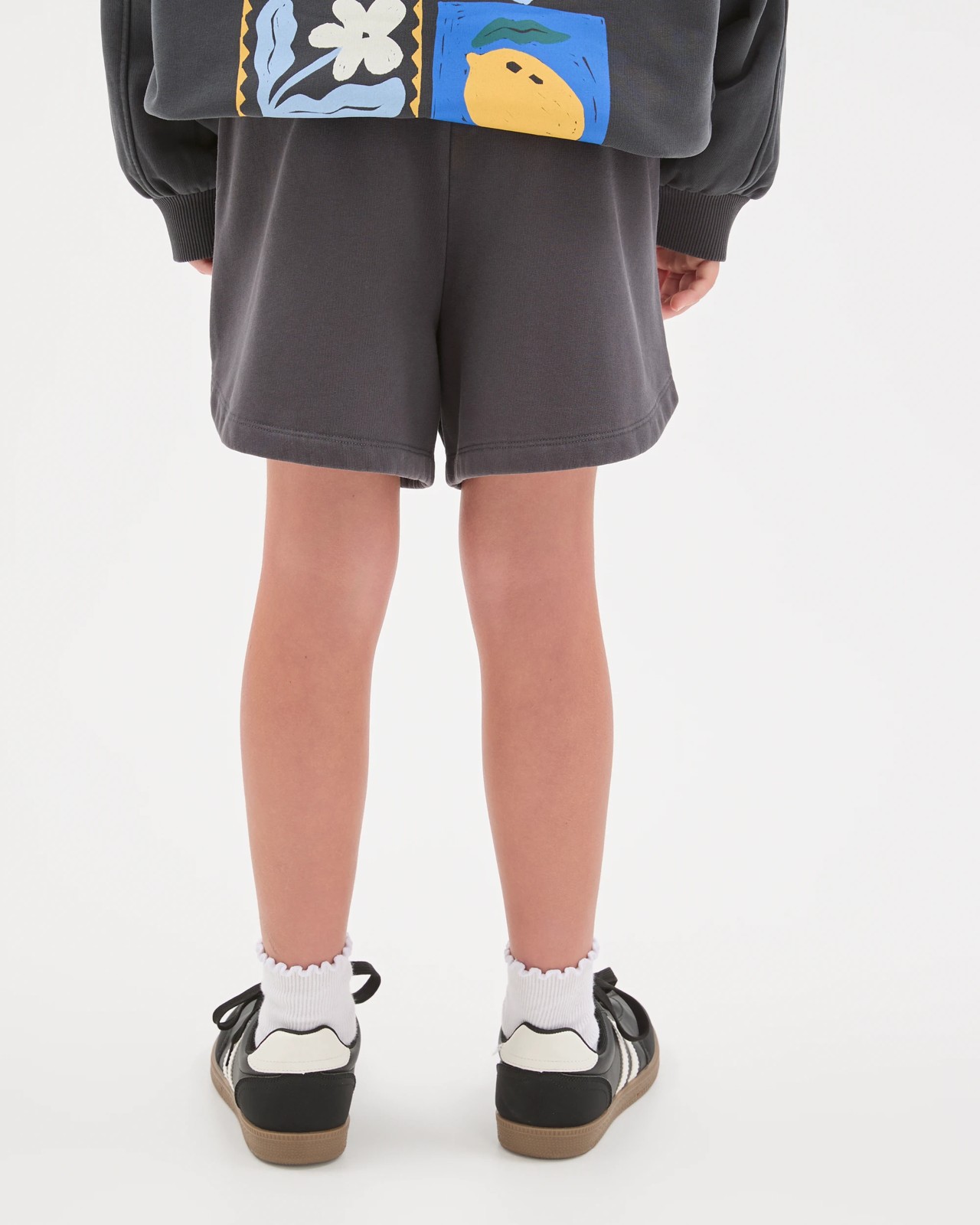 Australian Cotton Blend Curved Hem Fleece Shorts - Phantom Charcoal 4 of 6