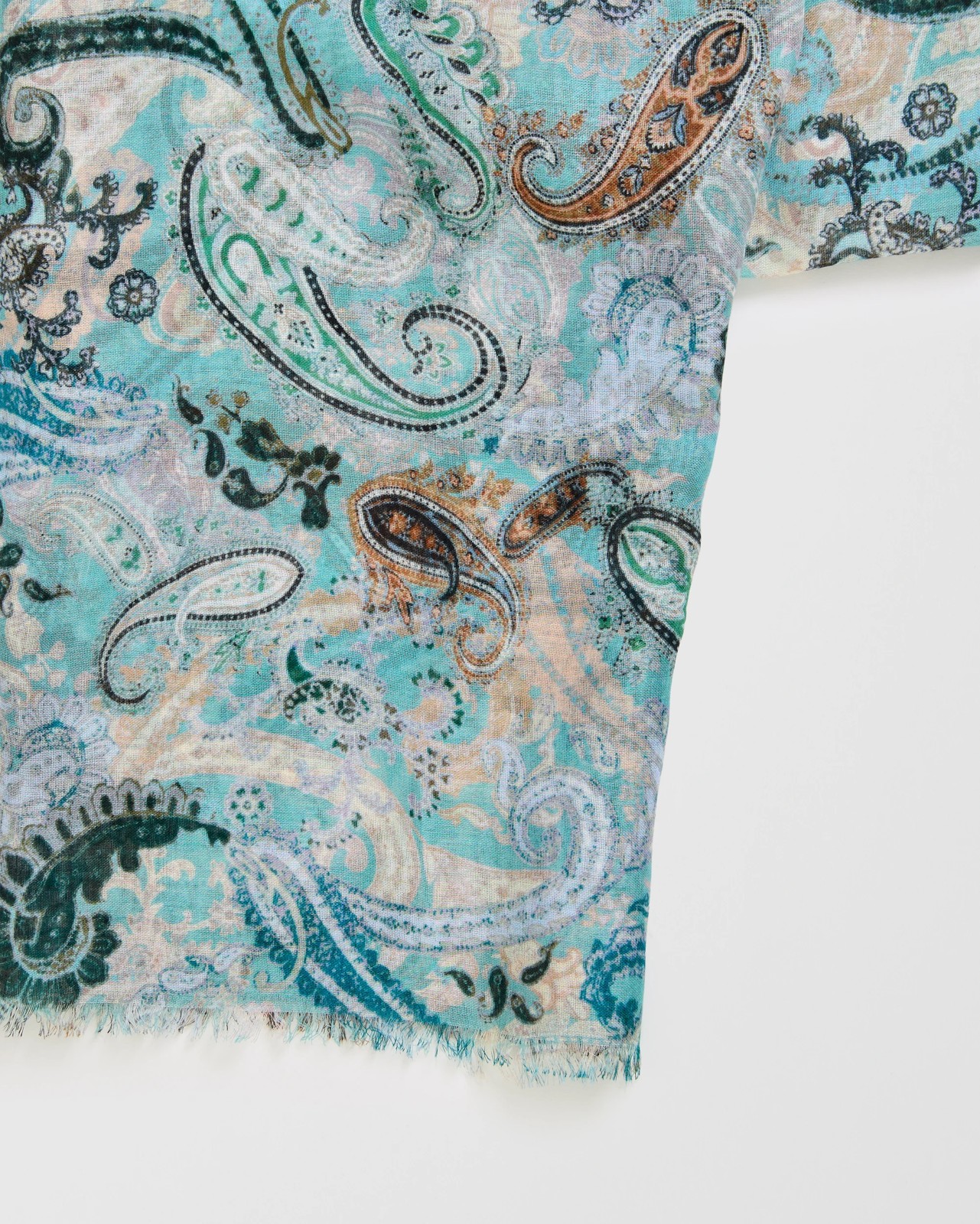 Lightweight Printed Scarf - Paisley Teal 2 of 2
