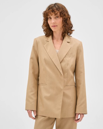 Preview Textured Tailored Cinch Waist Blazer