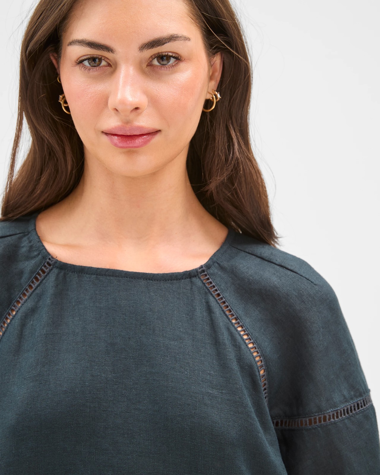 Petites European Linen Trim Detail Mini Dress 5 of 5