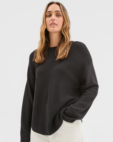 Australian Cotton Blend Roll Edge Lightweight Sweater