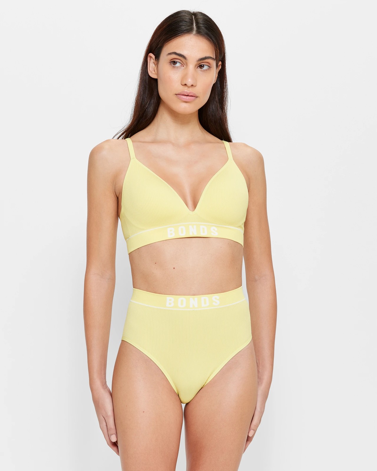 Retro Rib T-Shirt Crop Bra - Bonds - Green Lemon