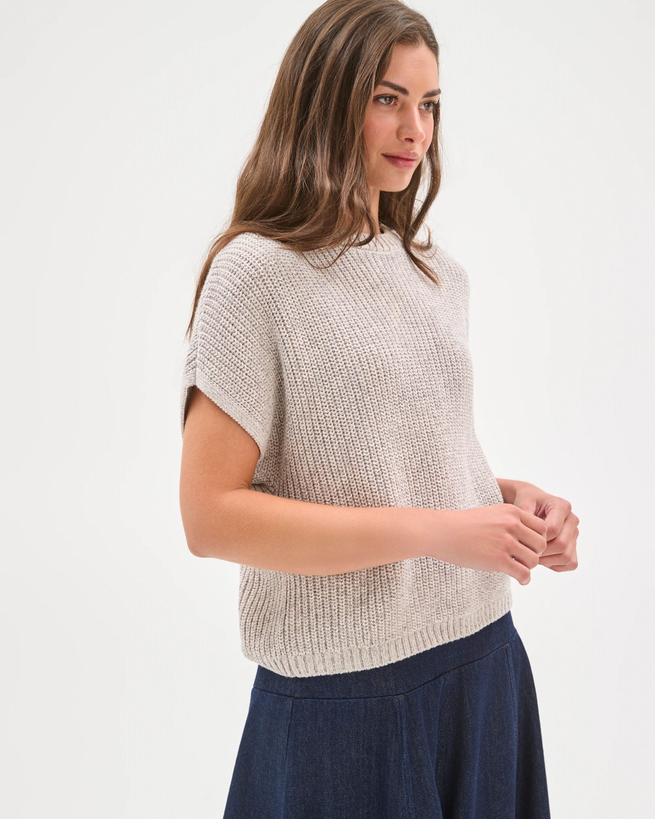 Petites Australian Cotton Short Sleeve Twist Knit Top 4 of 6