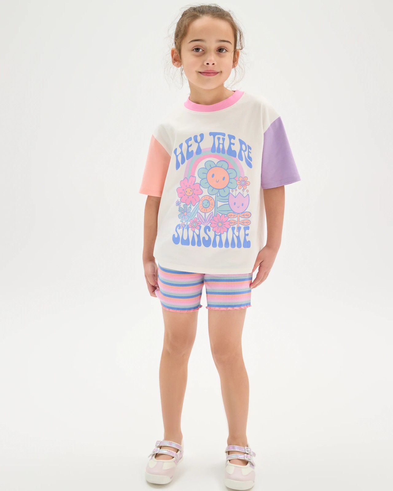 Australian Cotton Blend T-Shirt and Bike Shorts Set - Multi 2 of 5