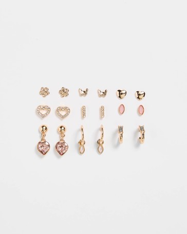 9 Pack Pretty Peach Stud Earrings