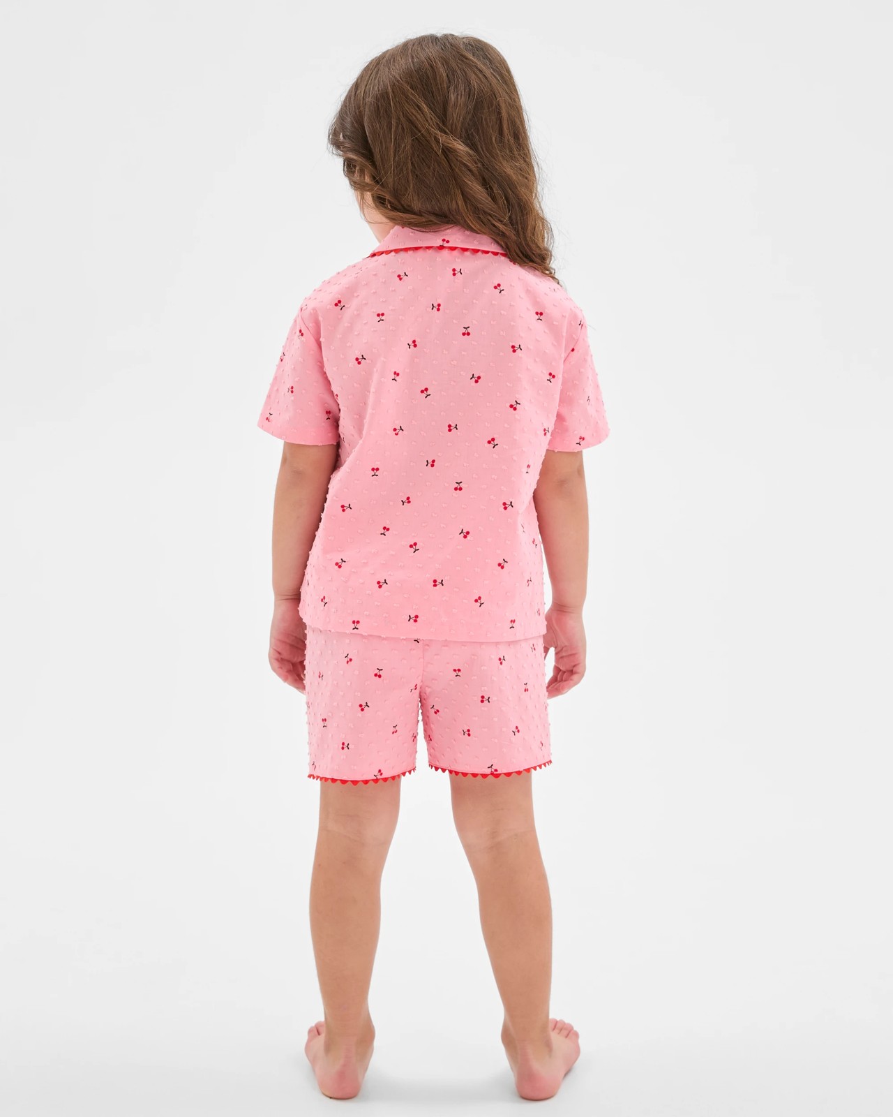 Australian Cotton Younger Girls Ric Rac Shorts Pyjama Set - Cherry 4 of 6