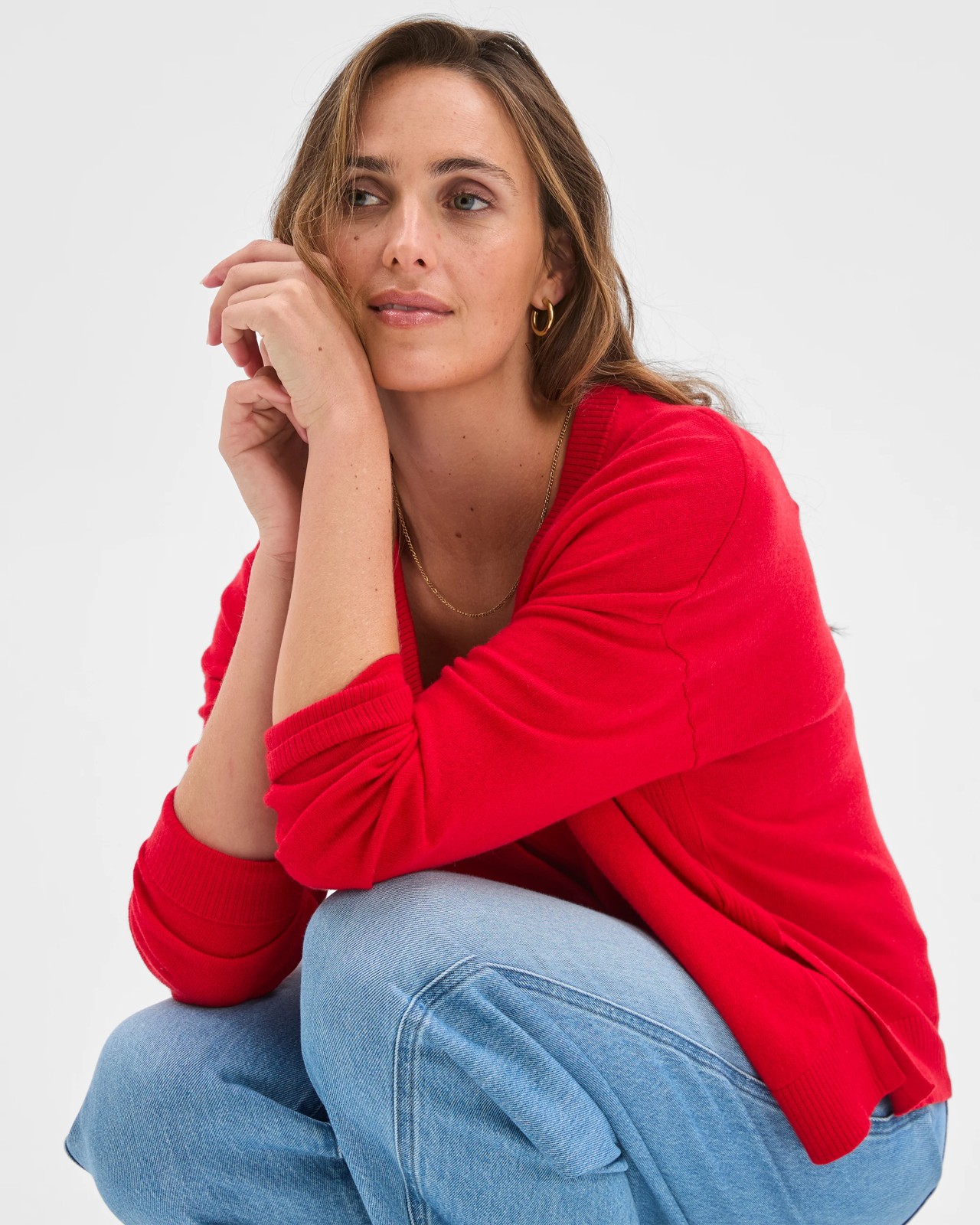 Australian Cotton Knit Cardigan - True Red 5 of 6