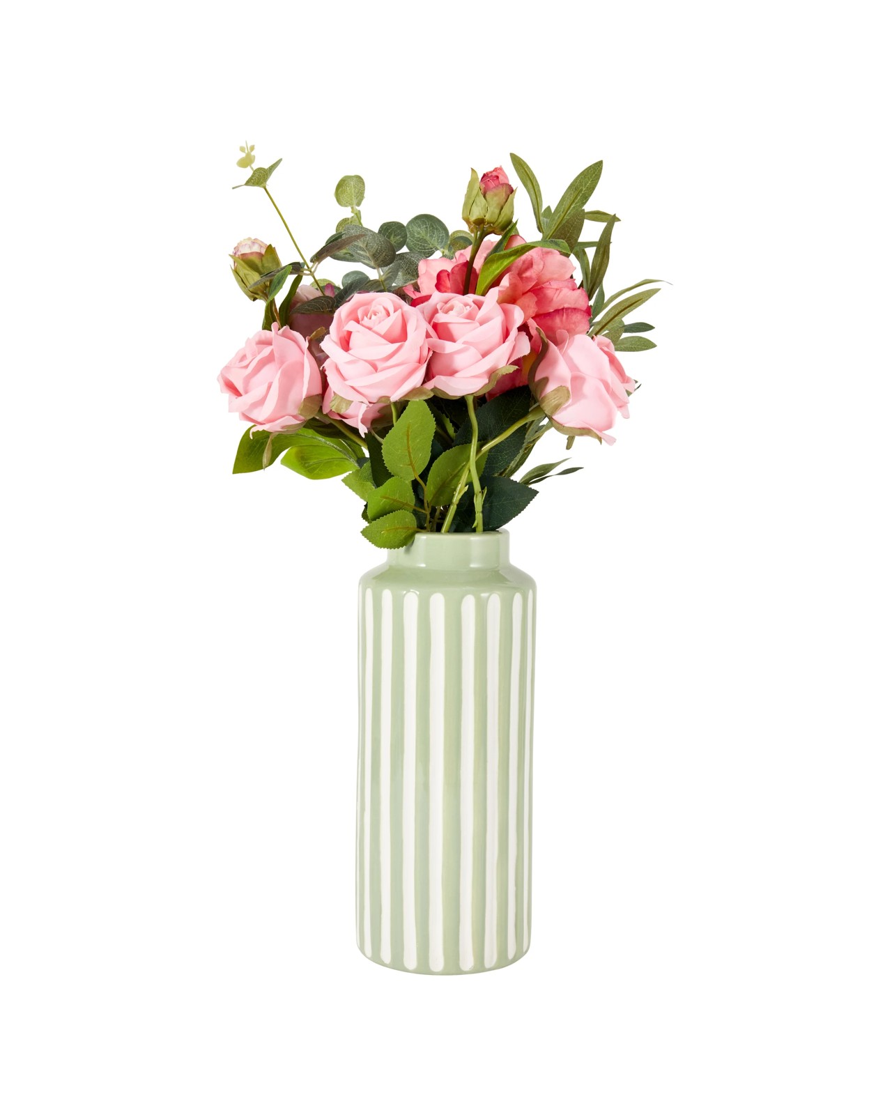 Anko Green Textured Stripe Ceramic Vase 2 of 5