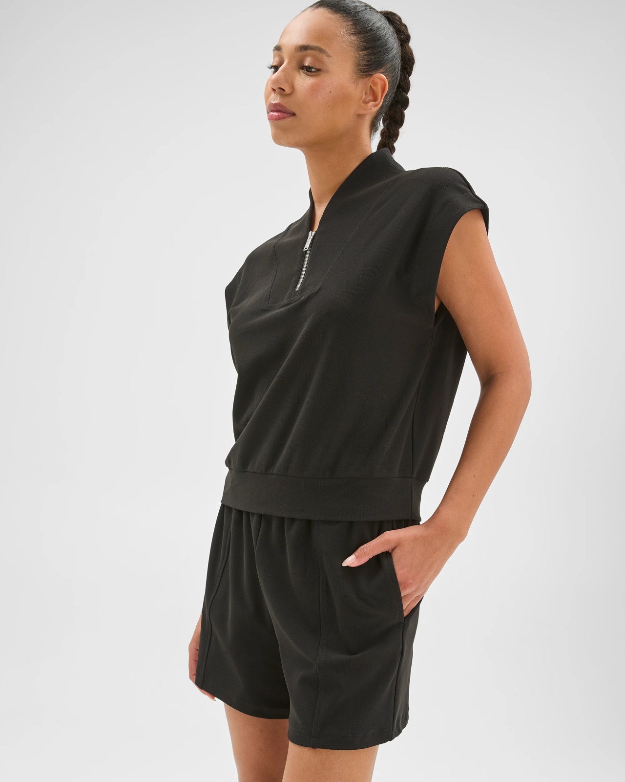 Active Sporty Pique Shorts - Black 4 of 5