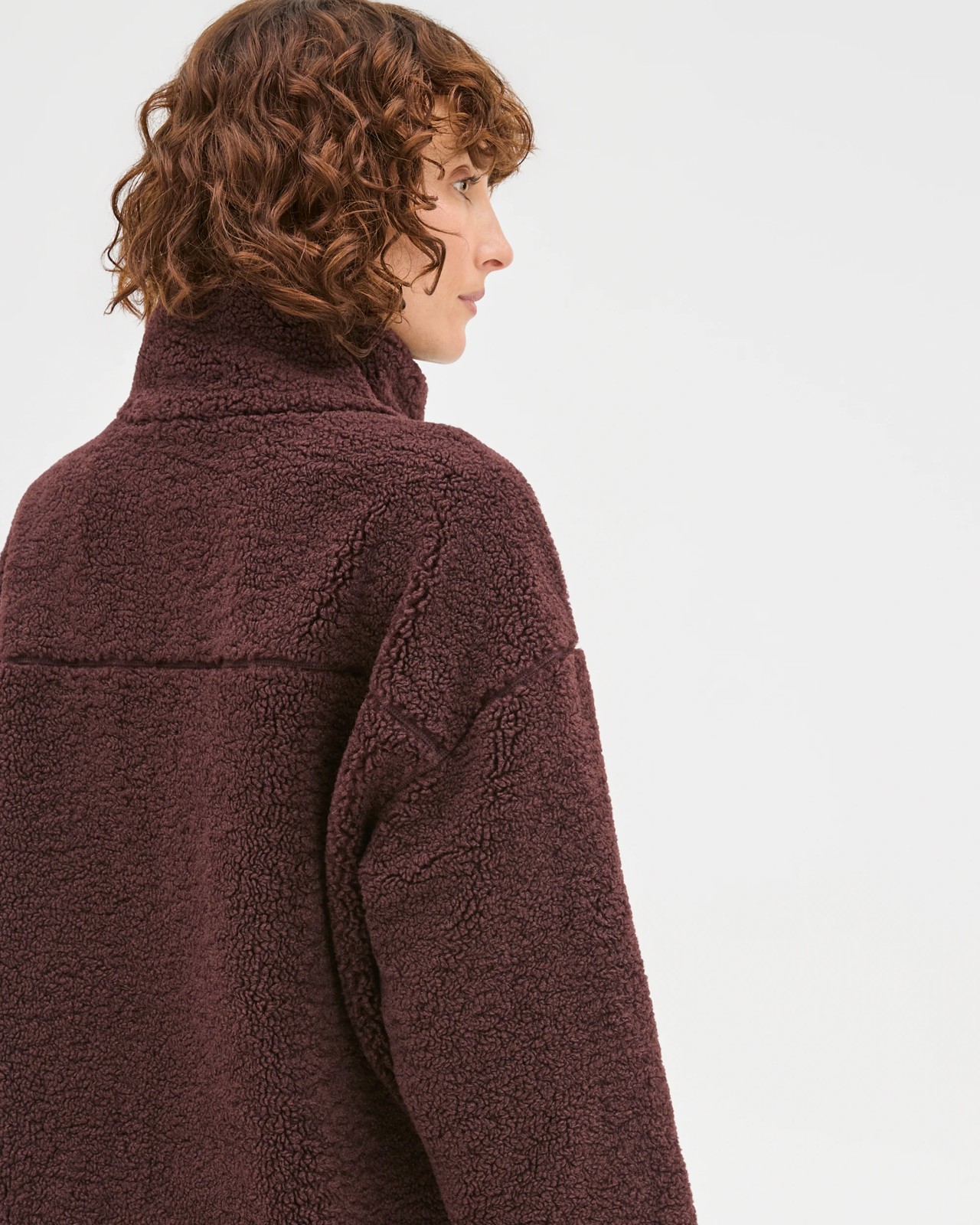 Relaxed Sherpa Zip Through Jacket - Raisin 6 of 6