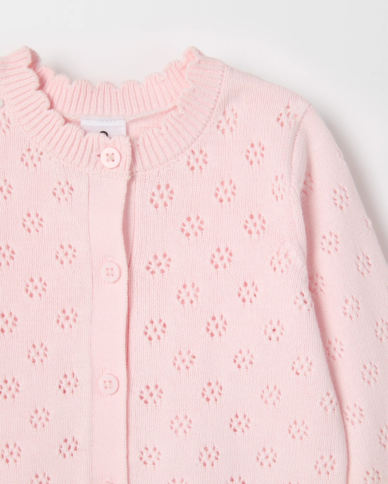 Baby Organic Cotton Pointelle Cardigan - Ballet Slipper 6 of 6