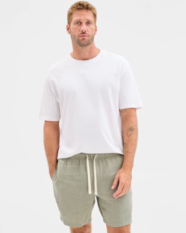 European Linen Stripe Shorts
