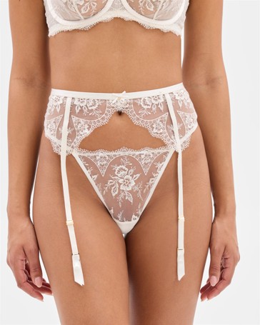 Womens Dove Embroidered Lace Suspender
