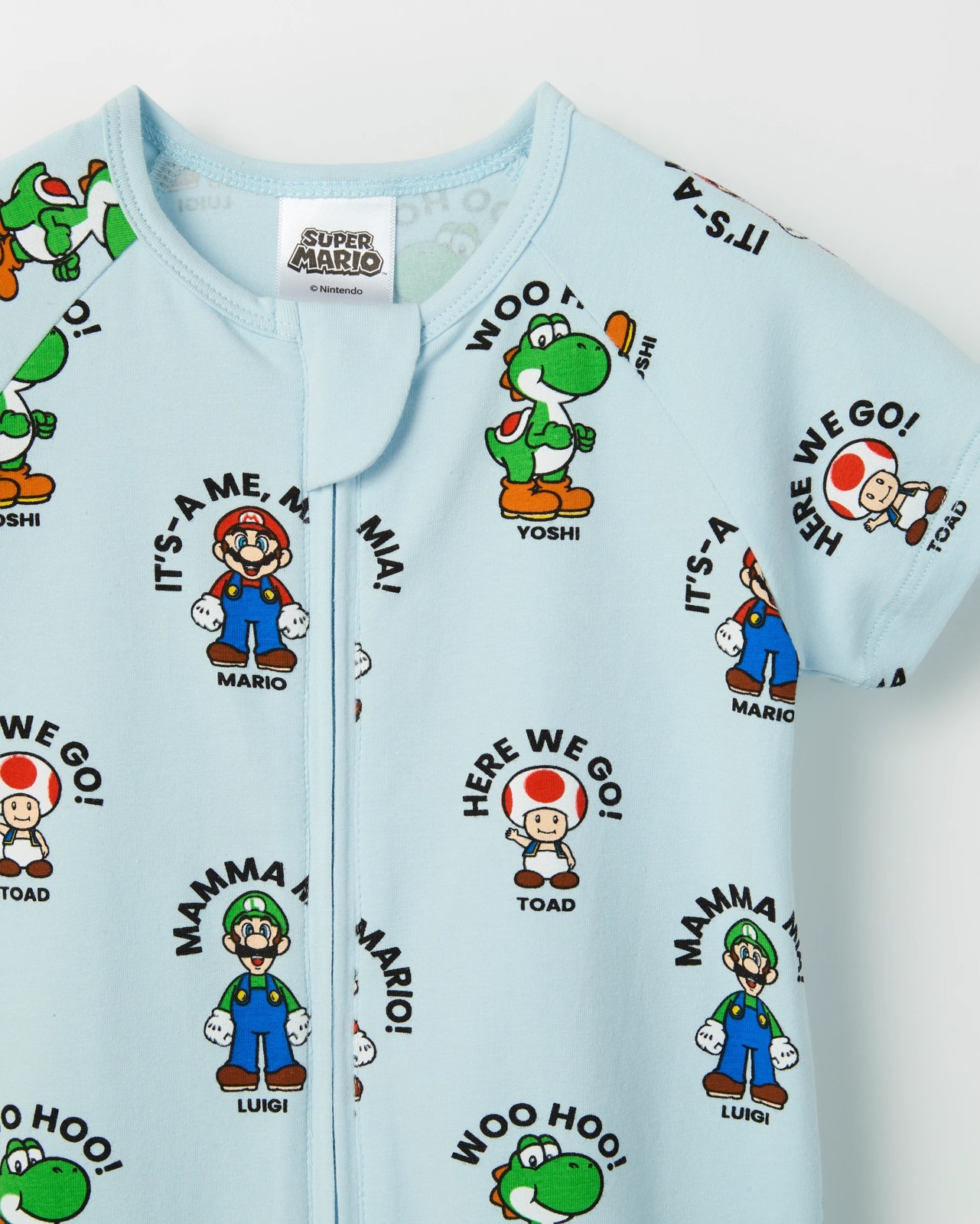 Super Mario Organic Cotton Baby Fashion Zip Romper 2 of 2