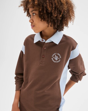 Australian Cotton Long Sleeve Panelled Rugby T-Shirt