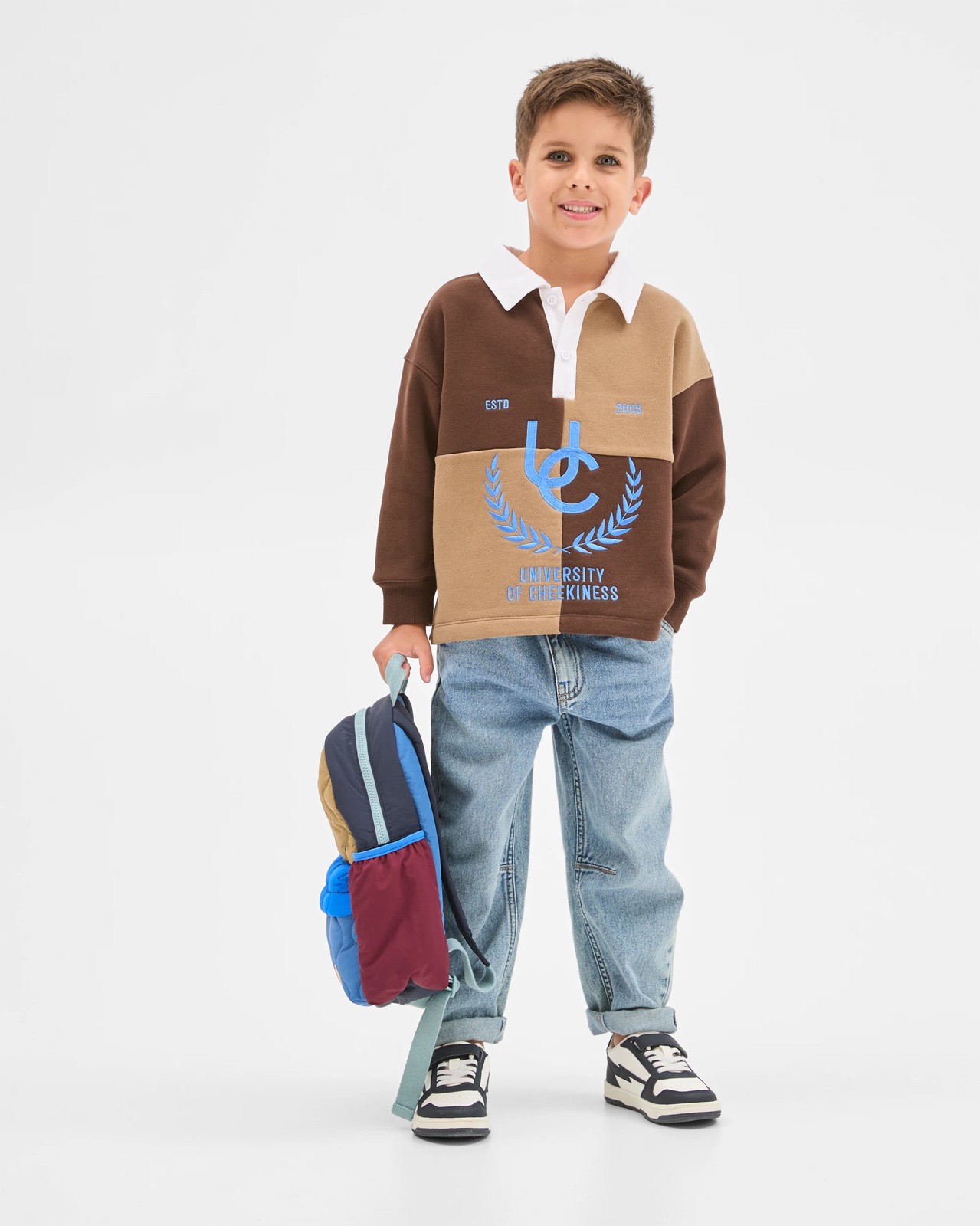 Australian Cotton Blend Heavyweight Oversized Rugby Jumper - Brown 2 of 6