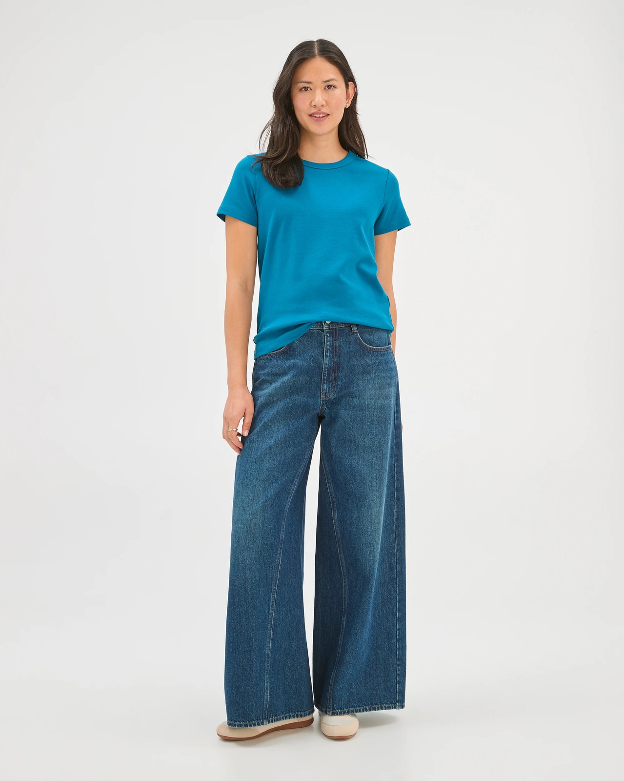 Australian Cotton Interlock Neat T-Shirt  - Ocean Storm 2 of 5