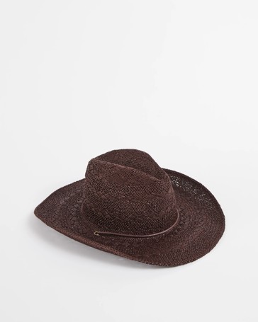 Paper Straw Cord Trim Cowboy Hat