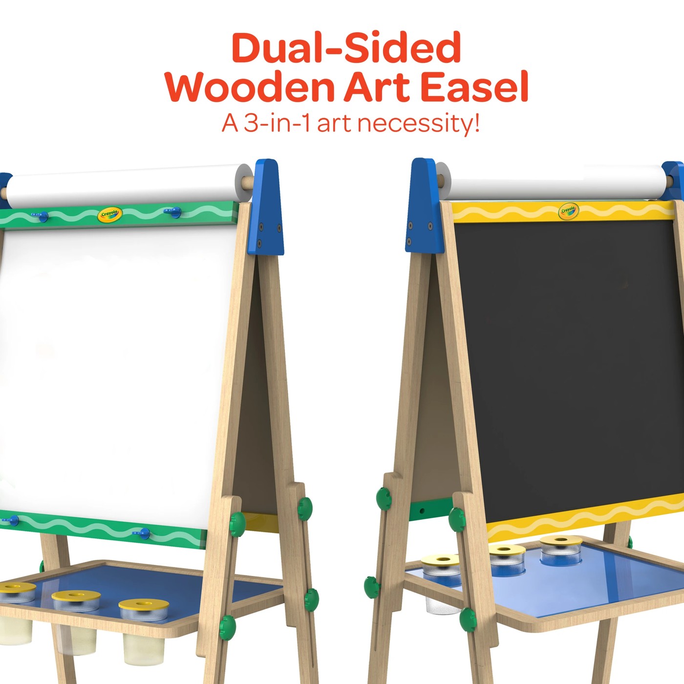 Crayola Kids Mini Dual Sided Wooden Art Easel w/ Chalkboard & Dry