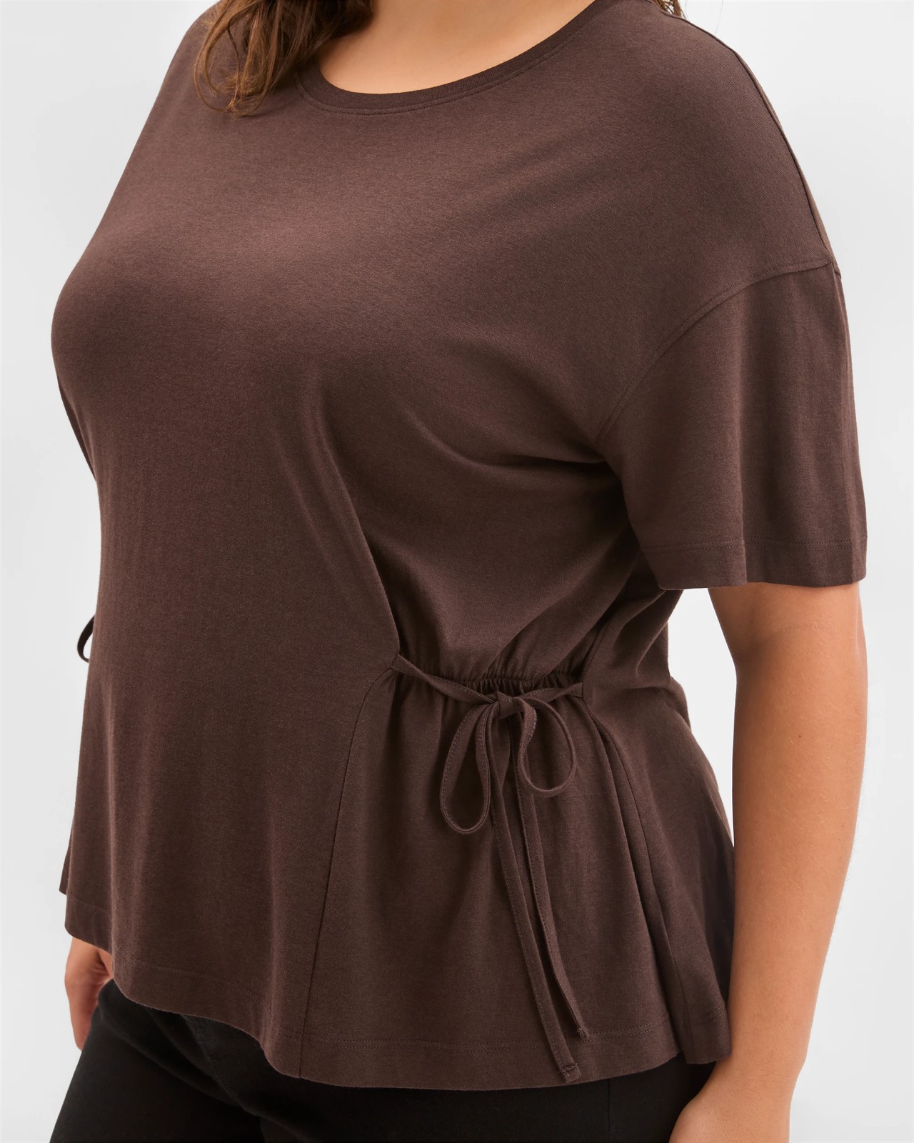 Plus Size Australian Cotton Blend Side Tie Waist T-Shirt 5 of 6