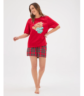Family Matching Christmas Australian Cotton Womens Pyjama Set - Gingerbread Sleigh All Day