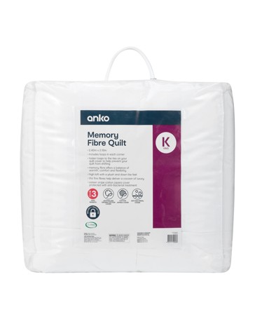 Anko Memory Fibre Quilt - King Bed, White