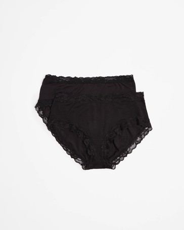 2 Pack Modal and Lace Midi Briefs
