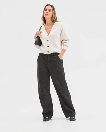 Australian Cotton Blend V-Neck Rib Cardigan