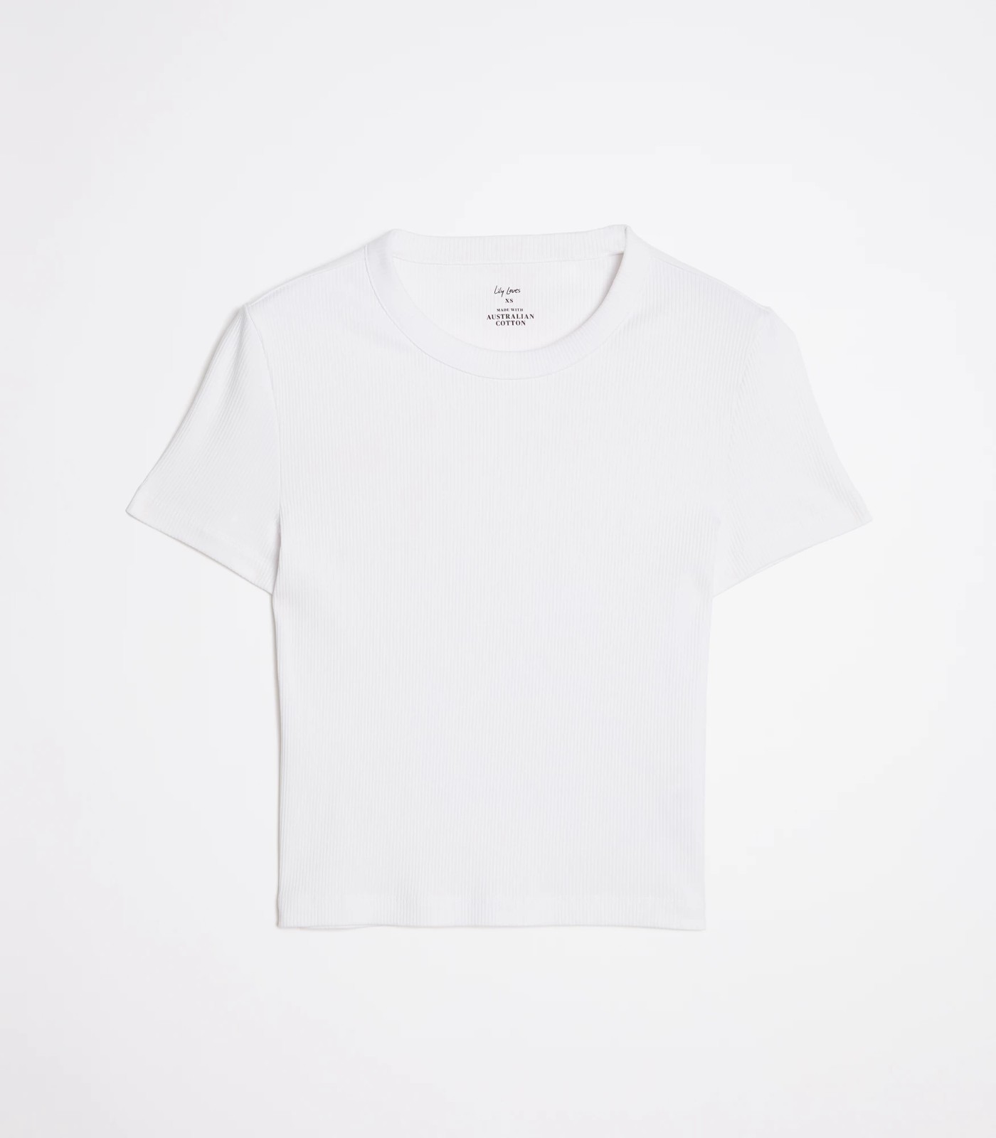 Australian Cotton Ribbed Hip Line Crew T-Shirt - Lily Loves - White ...