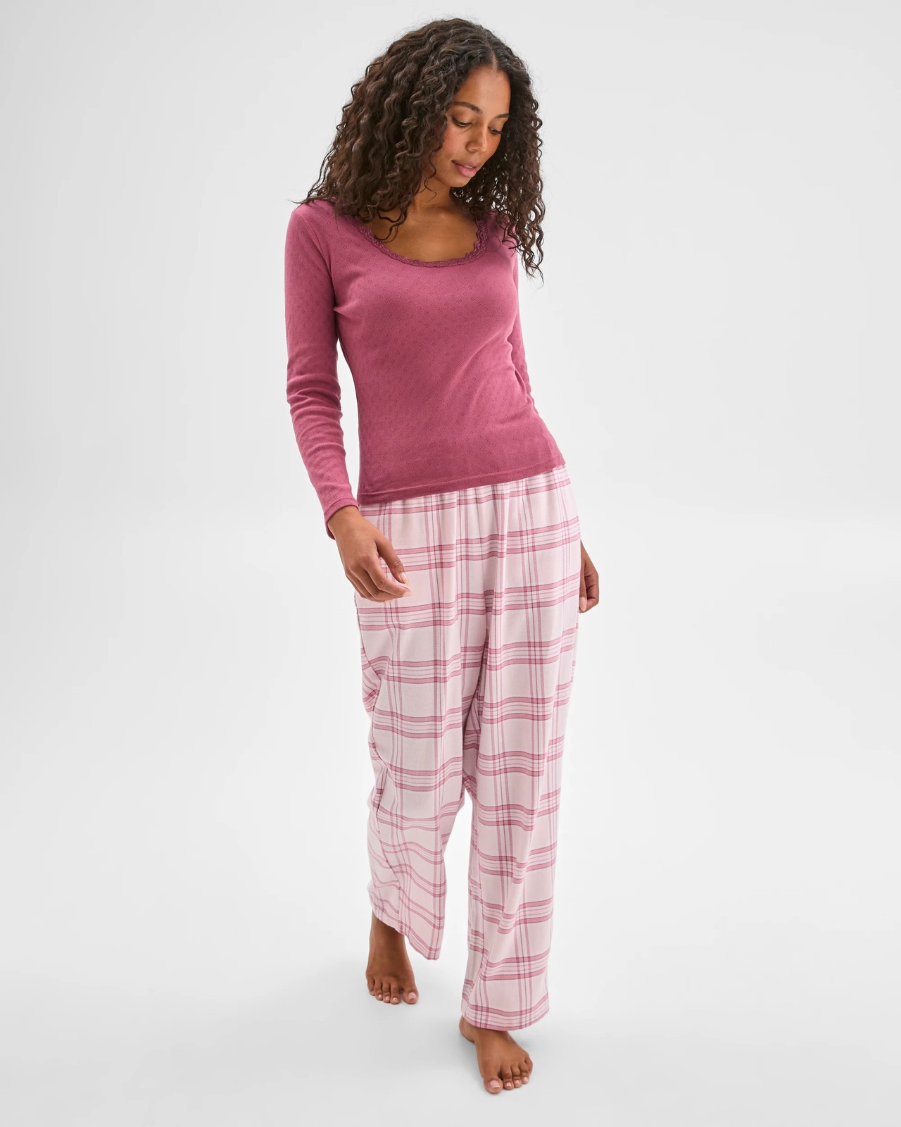 Australian Cotton Pointelle and Flannel Pyjama Set - Hawthorn 3 of 6