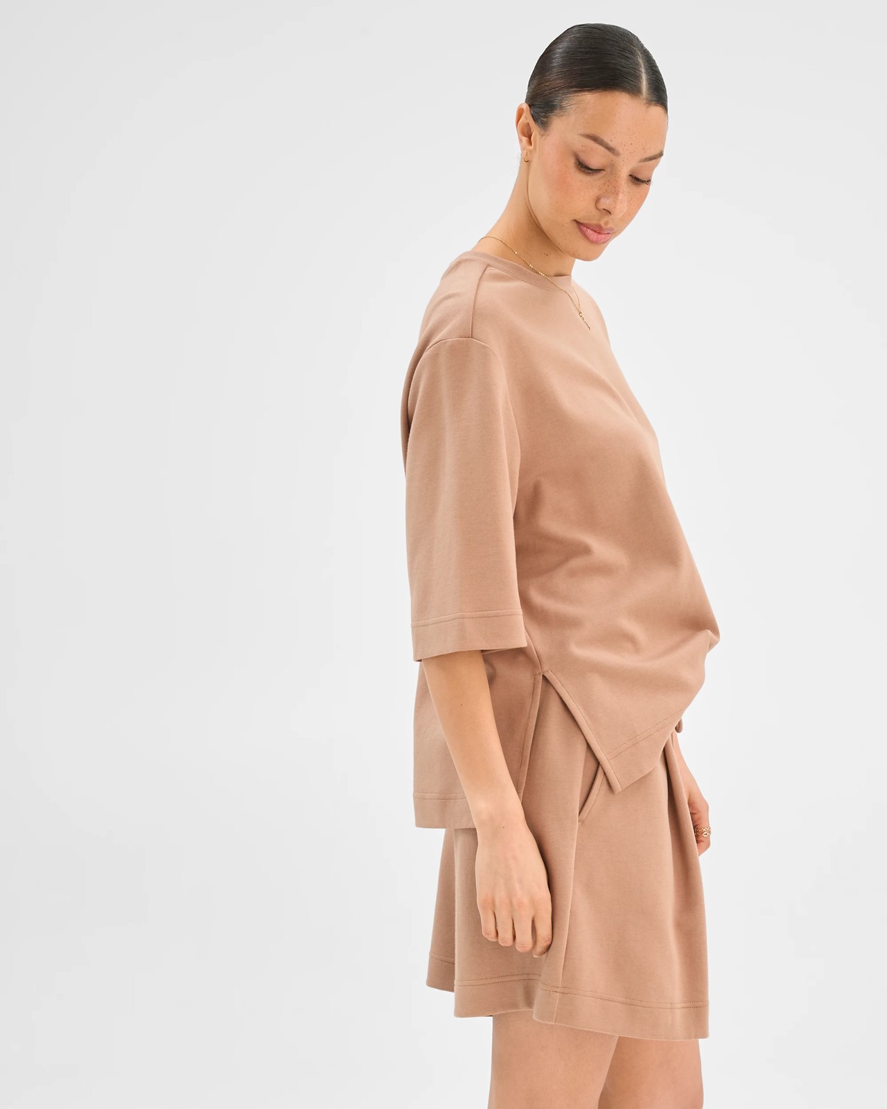 Australian Cotton Blend Relaxed Drape Shorts - Amphora 5 of 6