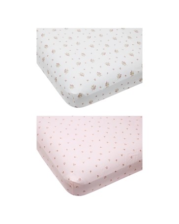 Anko 2 Pack 225 Thread Count Organic Cotton Fitted Cot Sheets - Natives