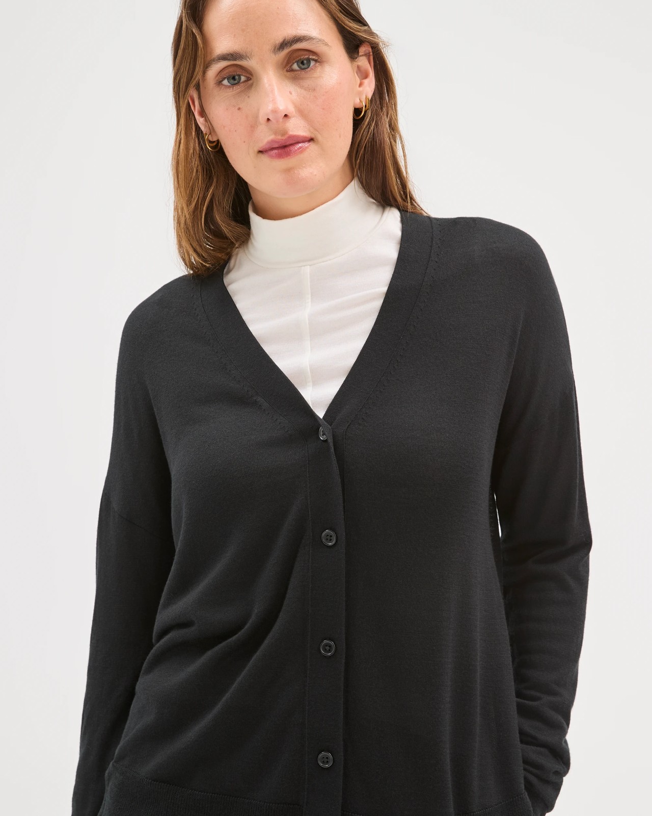 Preview Long Sleeve Boxy Cardigan - Black 4 of 6