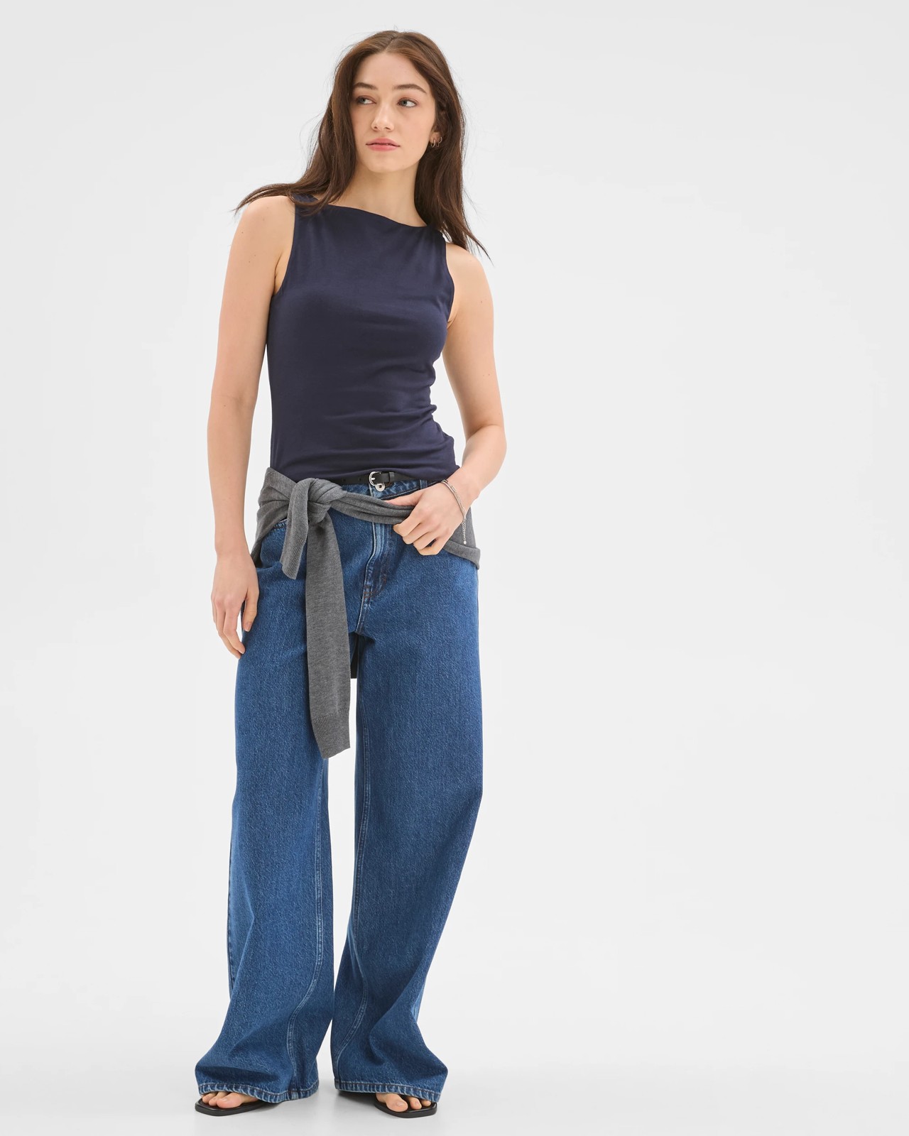 Lily Loves Australian Cotton Double Layer Boat Neck Tank Top - Deep Navy 2 of 6