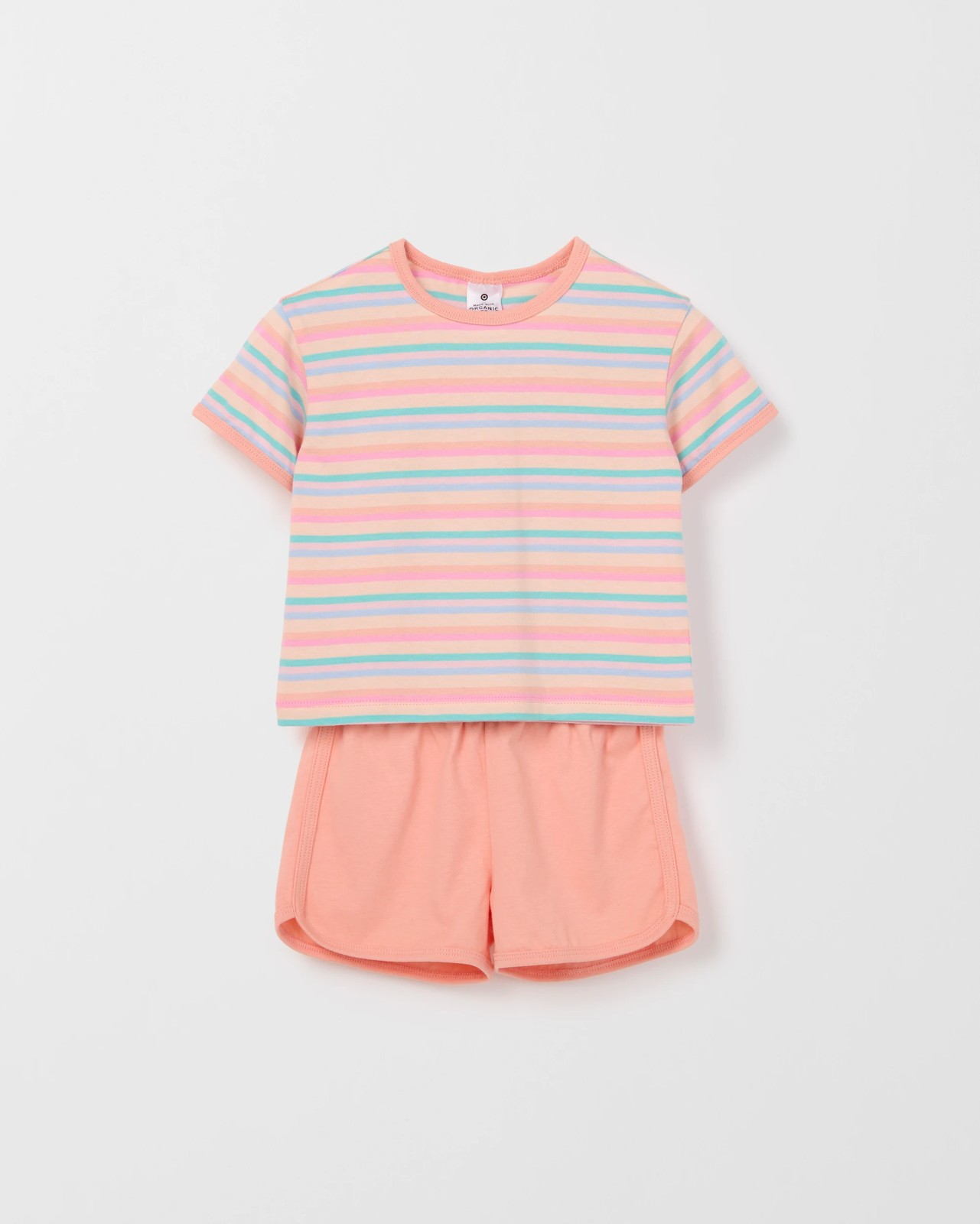 Baby Organic Cotton T-Shirt & Shorts Set - Peach stripe 4 of 6