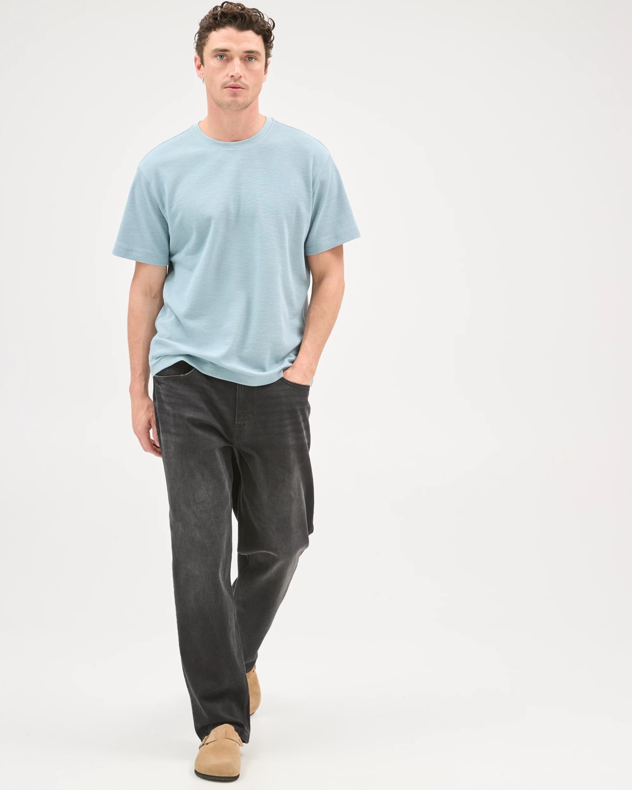 Australian Cotton Fashion Textured T-Shirt - Arona Blue 2 of 5