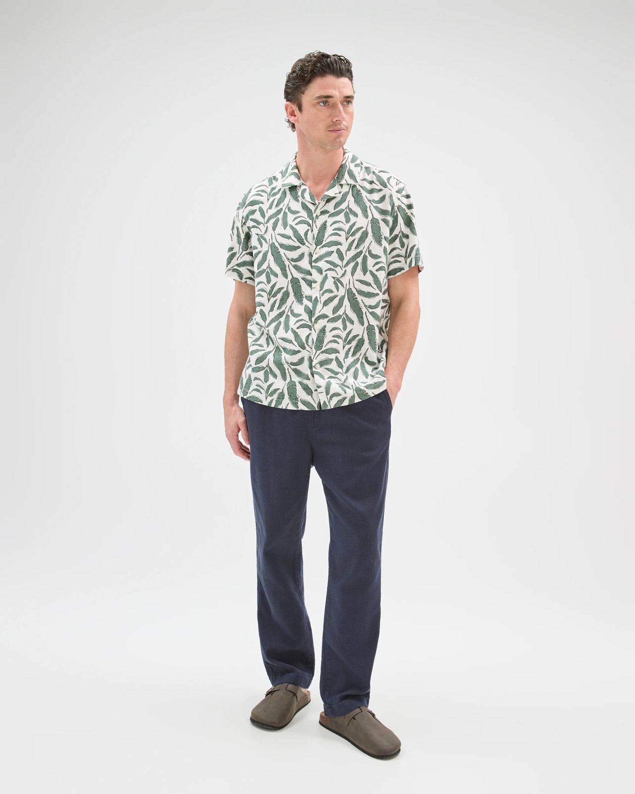 European Linen Blend Short Sleeve Textured Shirt 5 of 5