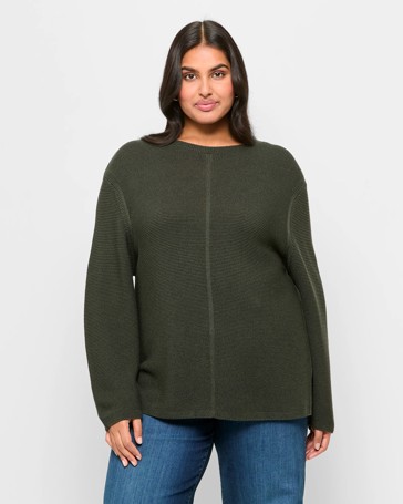 Plus Size Australian Cotton Blend Ottoman Crew Jumper