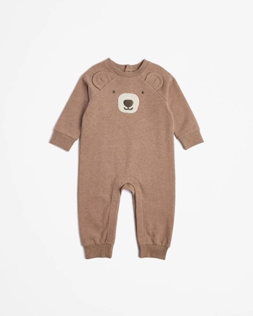 Baby Organic Cotton Novelty Bear Unisex Fleece Coverall